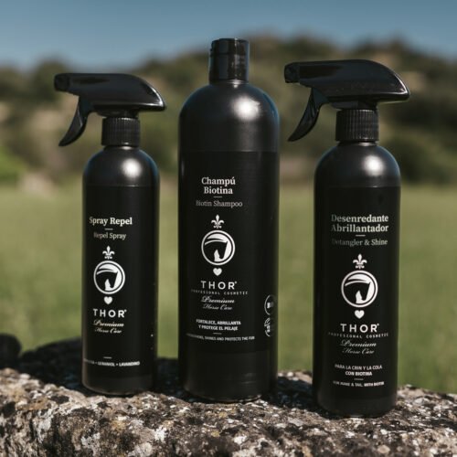 Pack THOR Menorca “Ultimate Horse Care” – Champú, Desenredante & Spray Repelente